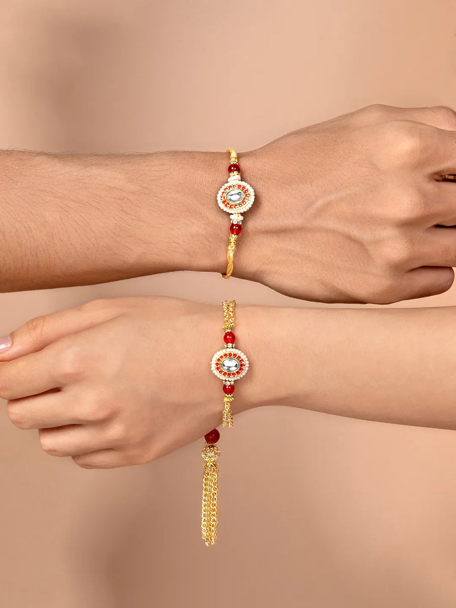 Gleaming Beads Rakhi-Lumba Pair