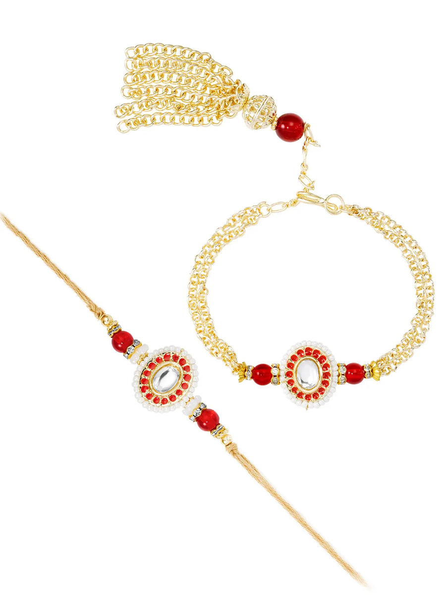 Gleaming Beads Rakhi-Lumba Pair