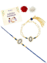Intricate Meena Work Rakhi Set for Couple