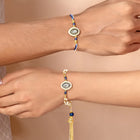 Intricate Meena Work Rakhi Set for Couple