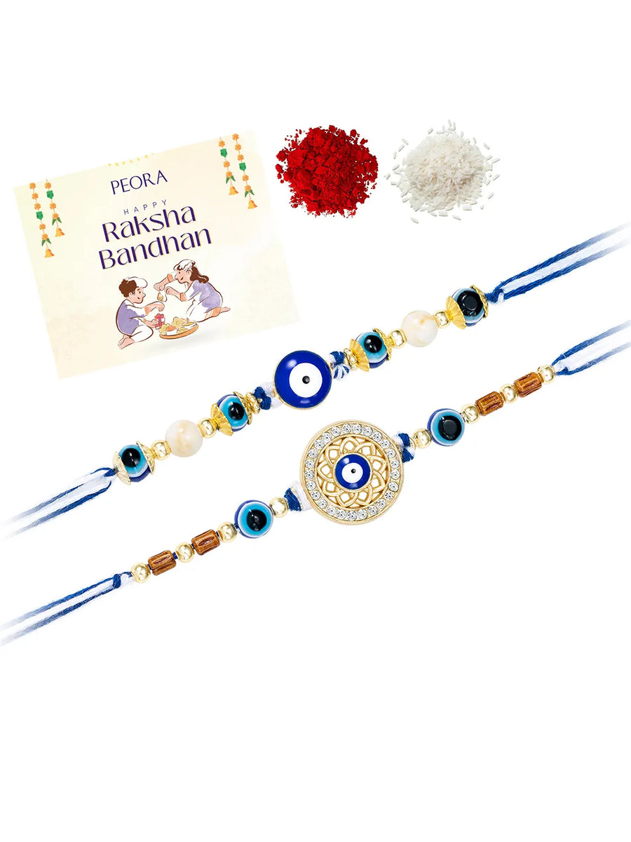 Evil Eye Charm Rakhi Pair with Beads
