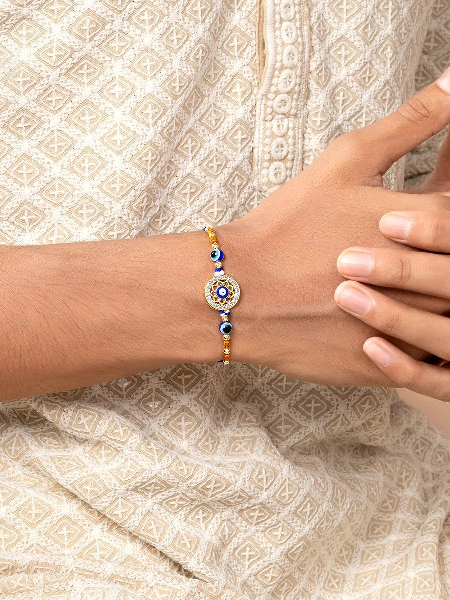 Evil Eye Charm Rakhi Pair with Beads