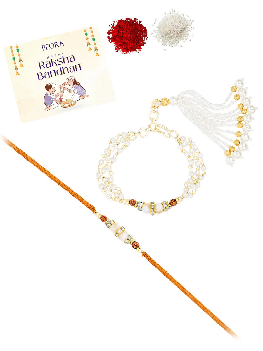 Pearls & Beads Rakhi with Chain Tassel