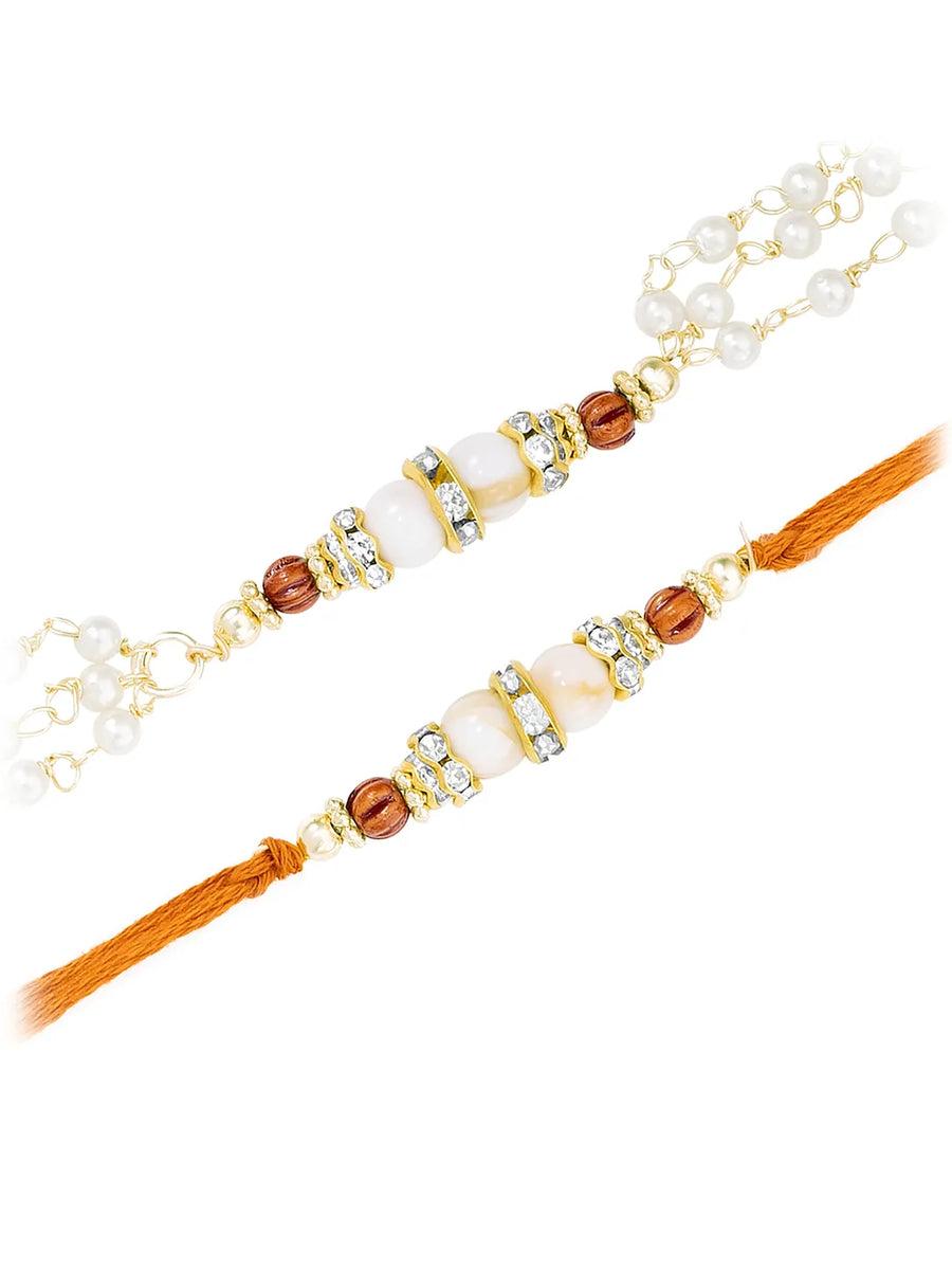 Pearls & Beads Rakhi with Chain Tassel