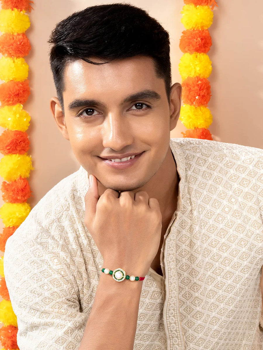 Pearl CZ Halo Rakhi of Sister Grace