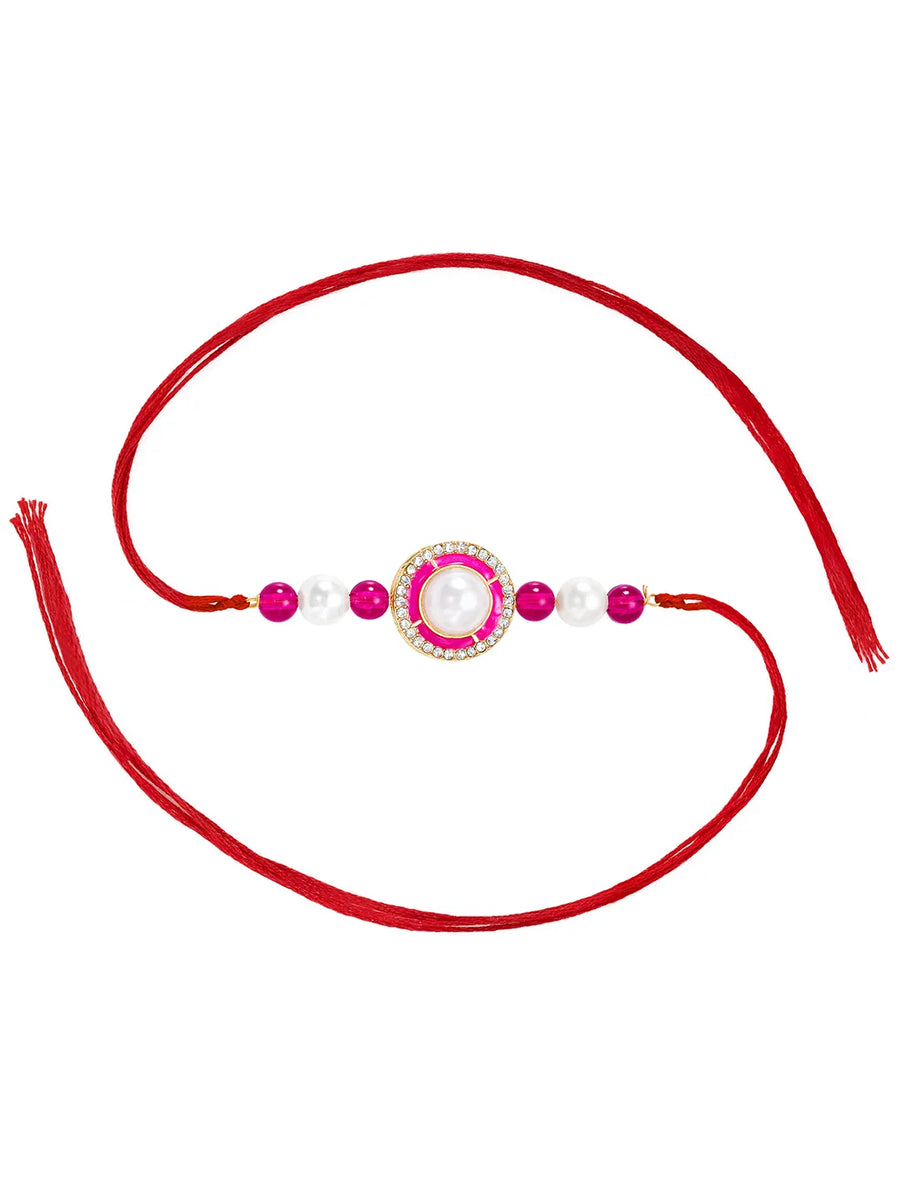 Pearl CZ Halo Rakhi of Sister Grace