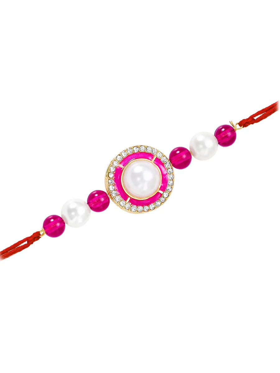 Pearl CZ Halo Rakhi of Sister Grace