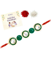 Round Kundan & Beads Rakhi for Bhai