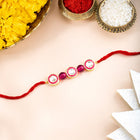 Round Kundan & Beads Rakhi for Bhai