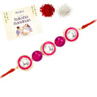 Round Kundan & Beads Rakhi for Bhai