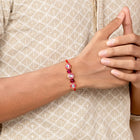 Round Kundan & Beads Rakhi for Bhai