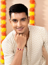 Round Kundan & Beads Rakhi for Bhai