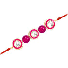 Round Kundan & Beads Rakhi for Bhai