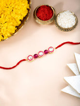 Round Kundan & Beads Rakhi for Bhai