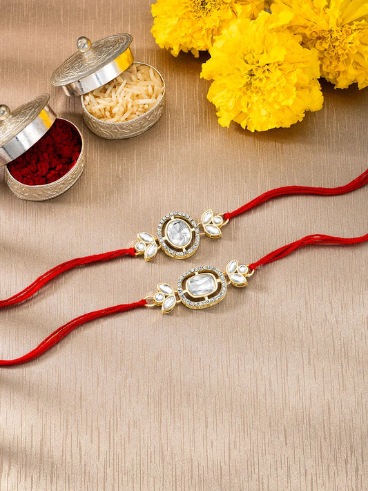 Peora Dazzling Kundan & Crystal Rakhi Set
