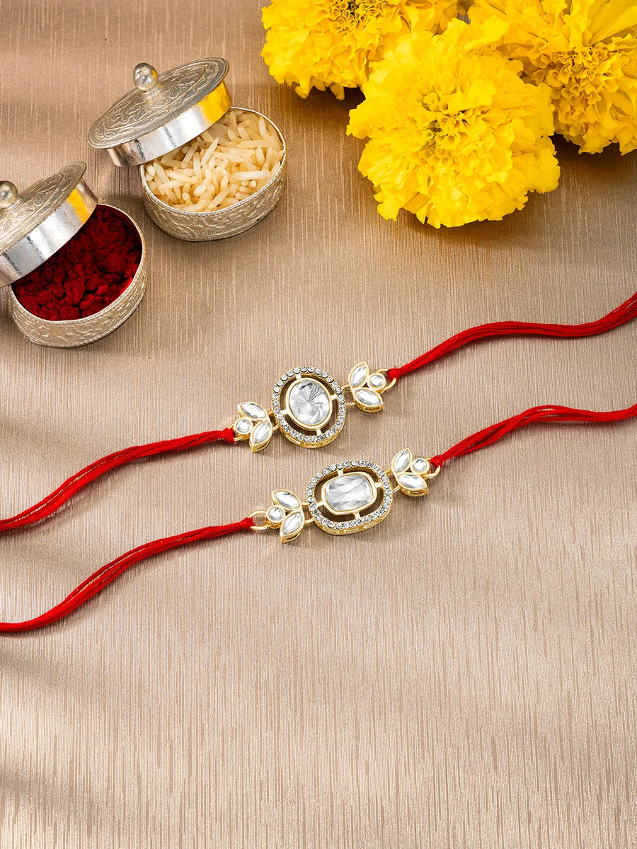 Peora Dazzling Kundan & Crystal Rakhi Set