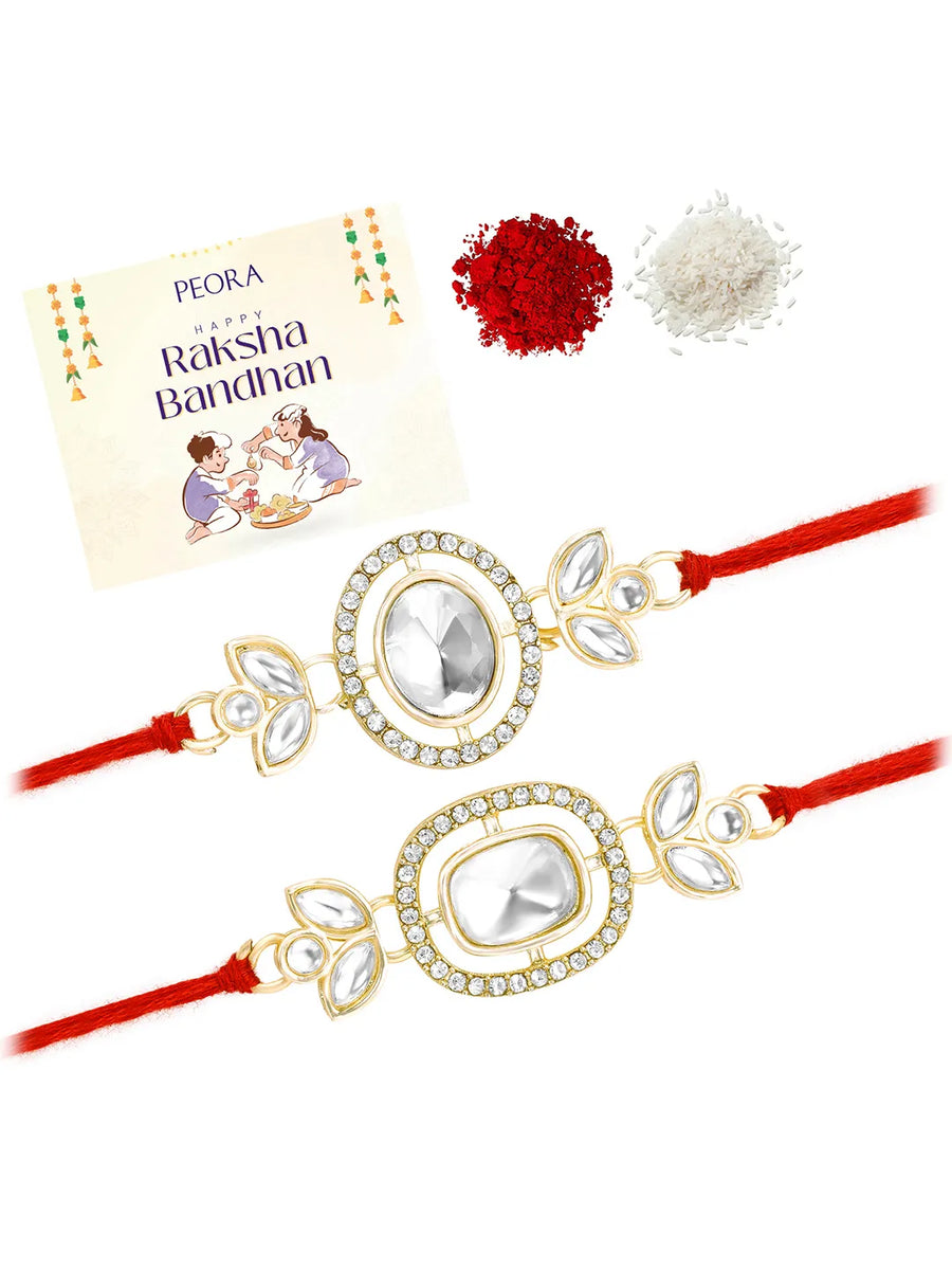 Peora Dazzling Kundan & Crystal Rakhi Set