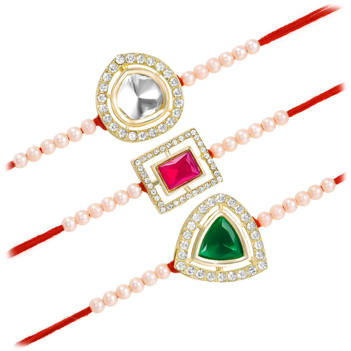 Peora Triple Charm Crystal Beads Rakhis