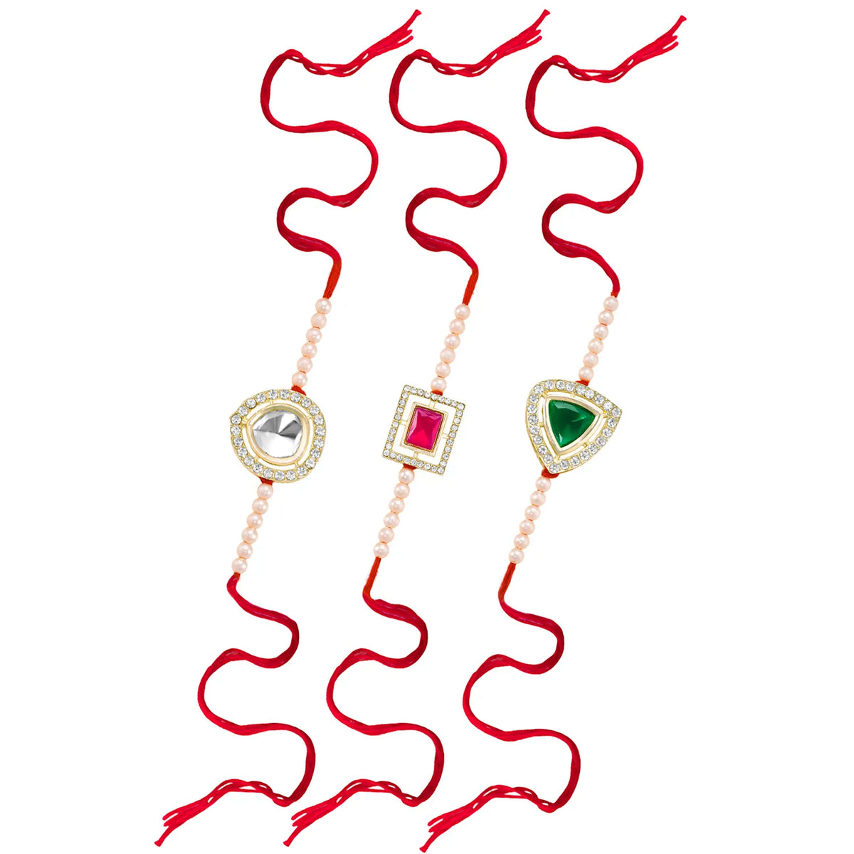 Peora Triple Charm Crystal Beads Rakhis