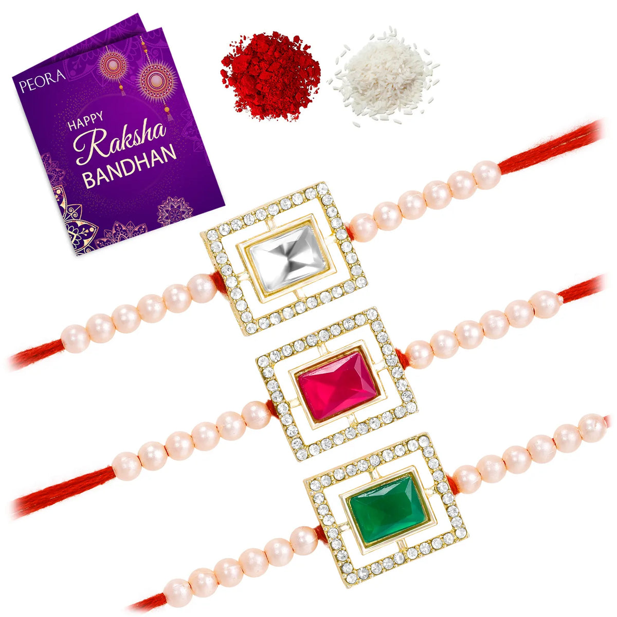 Peora Ornate Crystal Beaded Rakhi Thread