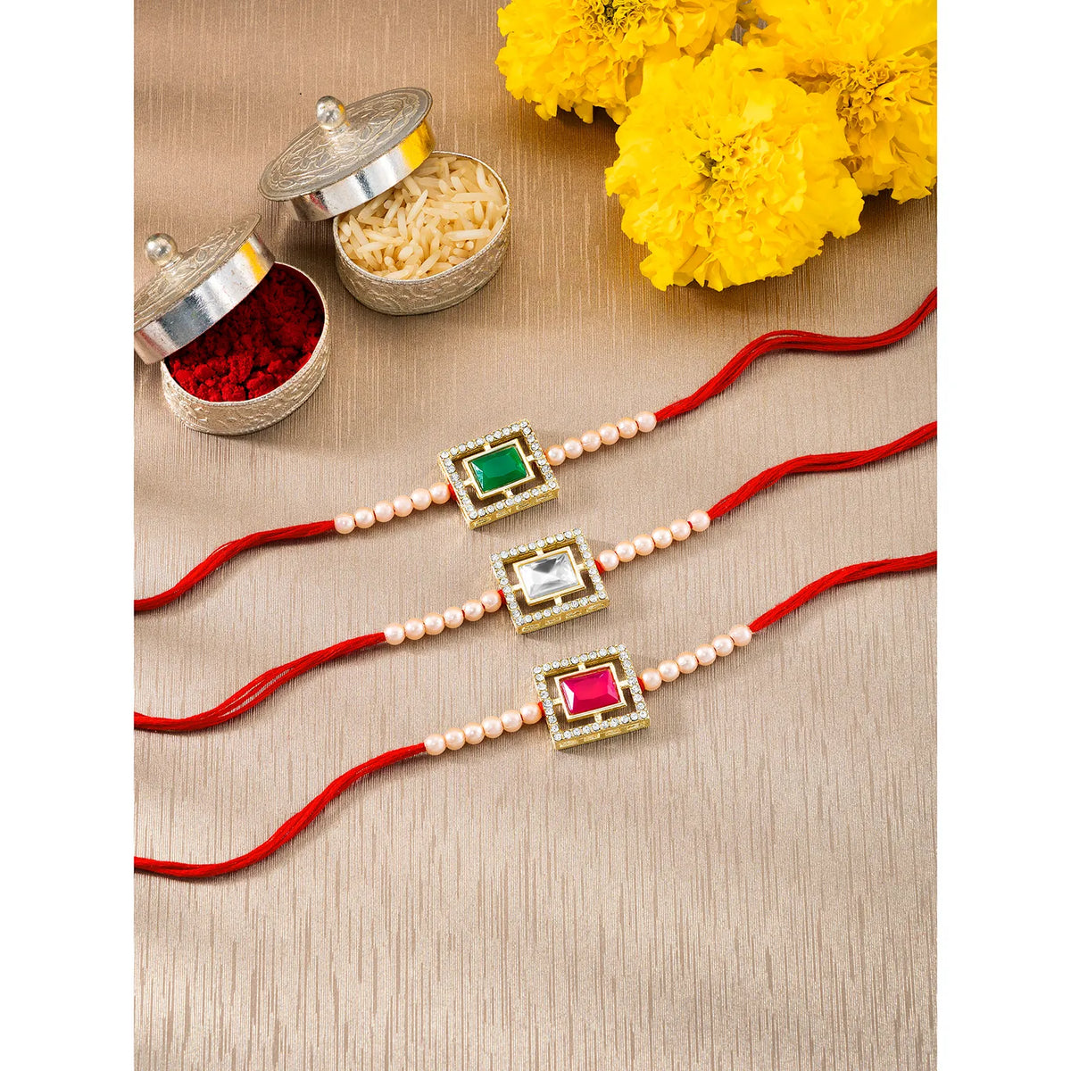 Peora Ornate Crystal Beaded Rakhi Thread