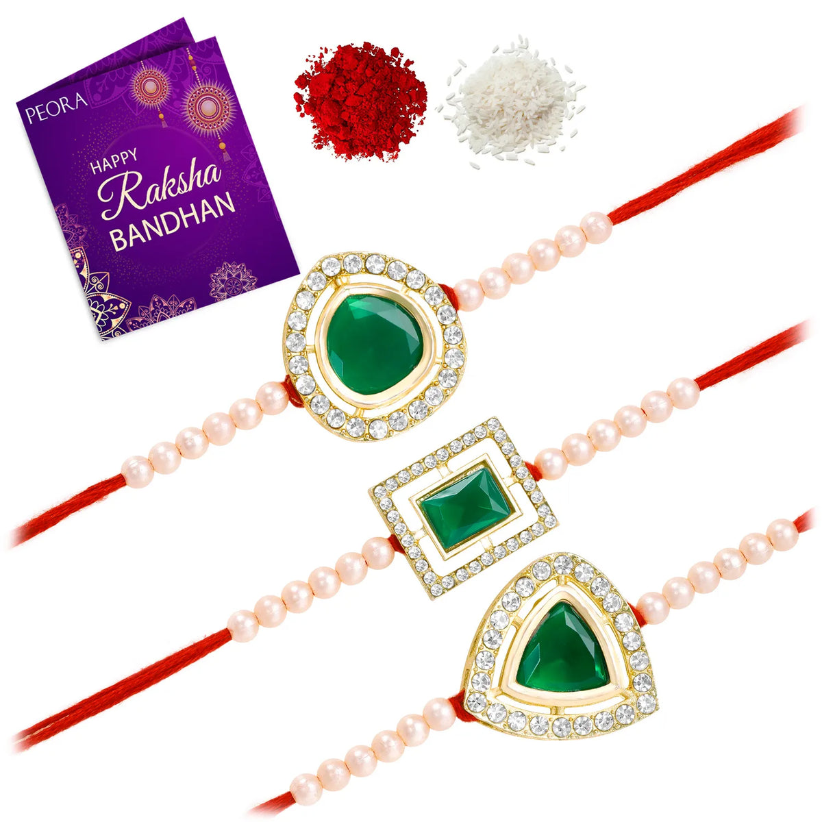 Peora Twinkling Beads & Crystal Thread Rakhi