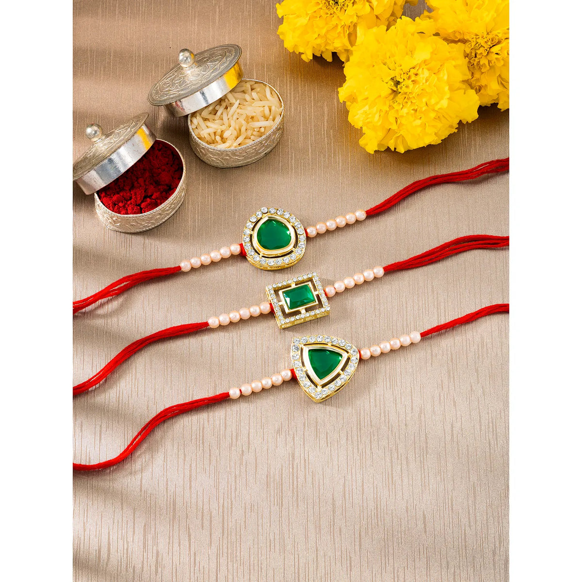 Peora Twinkling Beads & Crystal Thread Rakhi