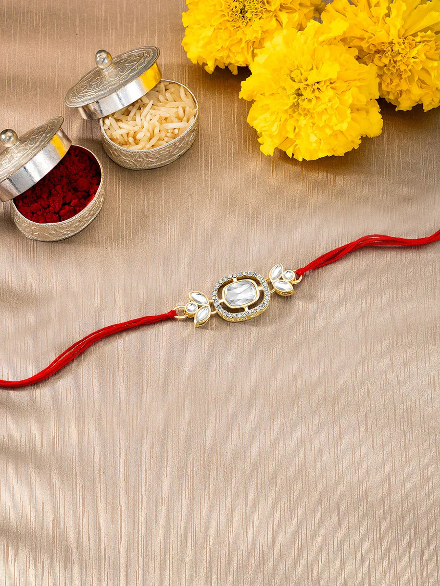 Floral Spark Rakhi with CZ & Crystal