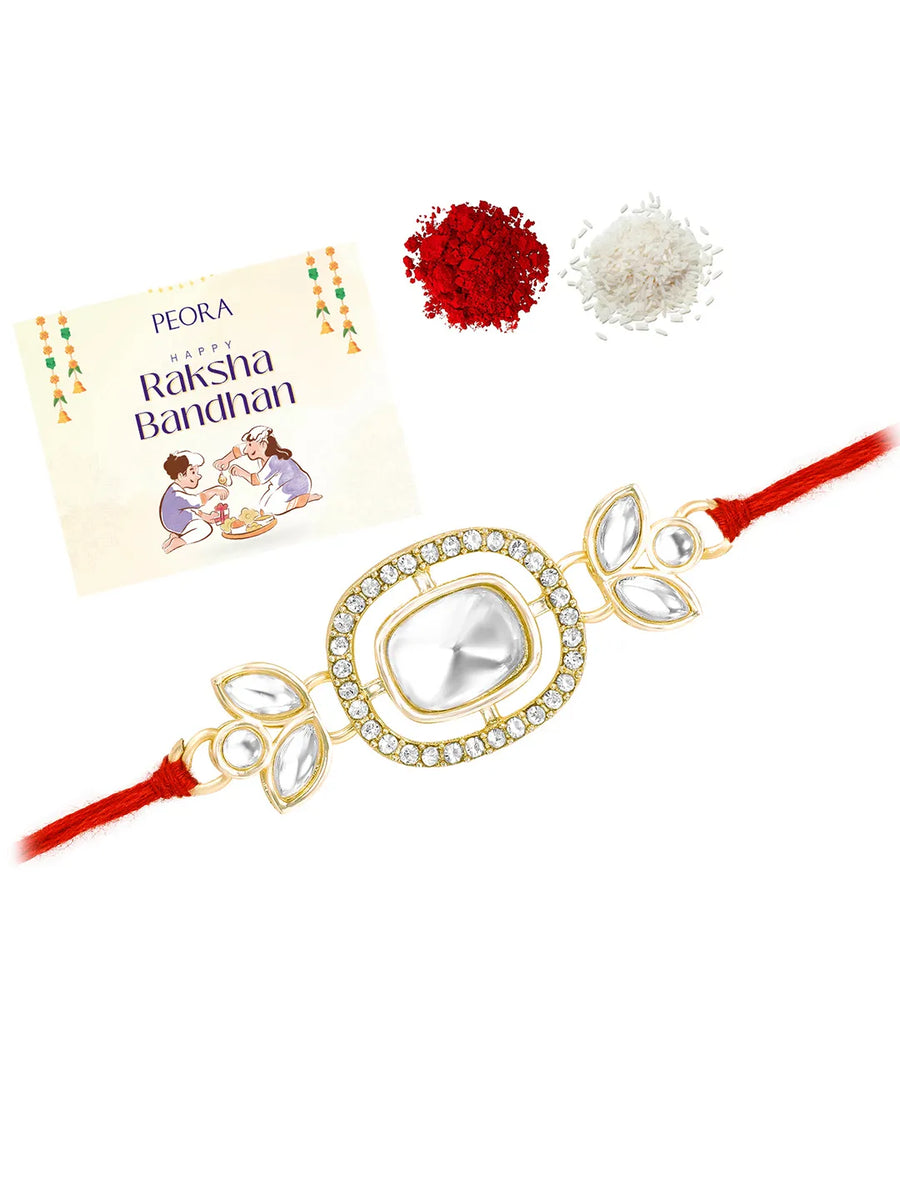 Floral Spark Rakhi with CZ & Crystal