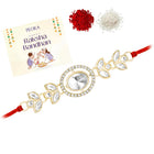 Oval CZ & Crystal Rakhi with Floral Grace
