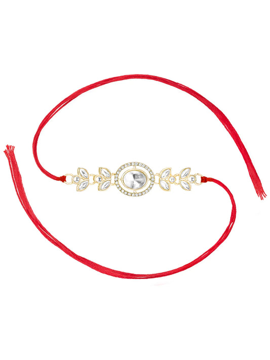 Oval CZ & Crystal Rakhi with Floral Grace