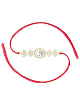 Oval CZ & Crystal Rakhi with Floral Grace