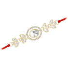 Oval CZ & Crystal Rakhi with Floral Grace