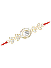 Oval CZ & Crystal Rakhi with Floral Grace