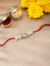 Oval CZ & Crystal Rakhi with Floral Grace