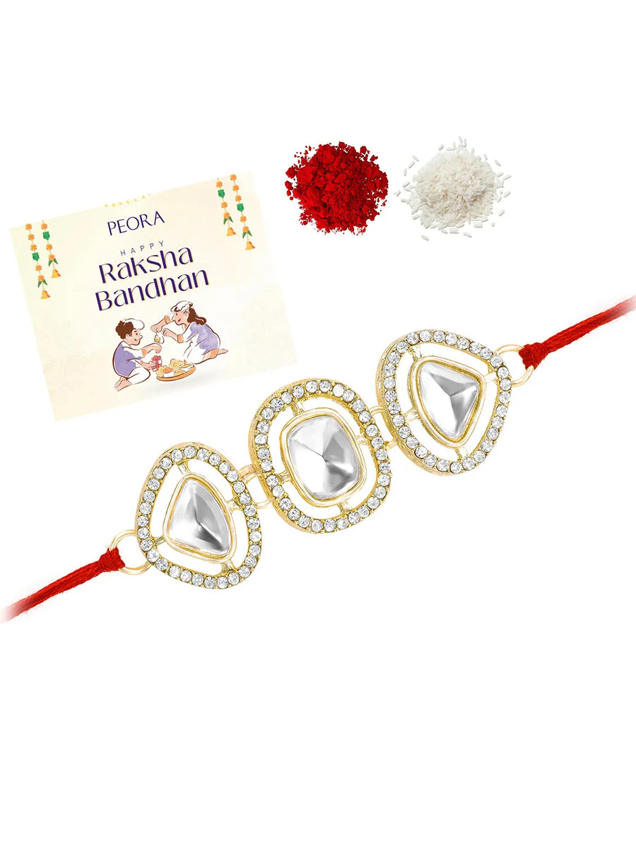 Trikona CZ & Crystal Rakhi for Brothers