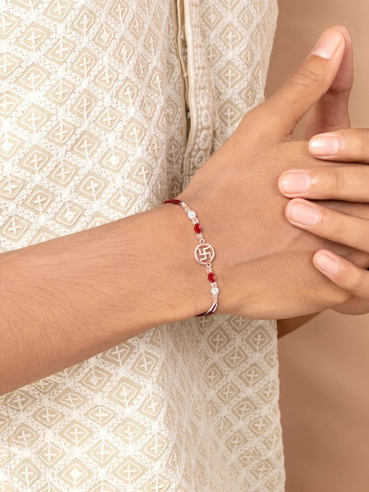 Divine Swastik Symbol Silver Rakhi