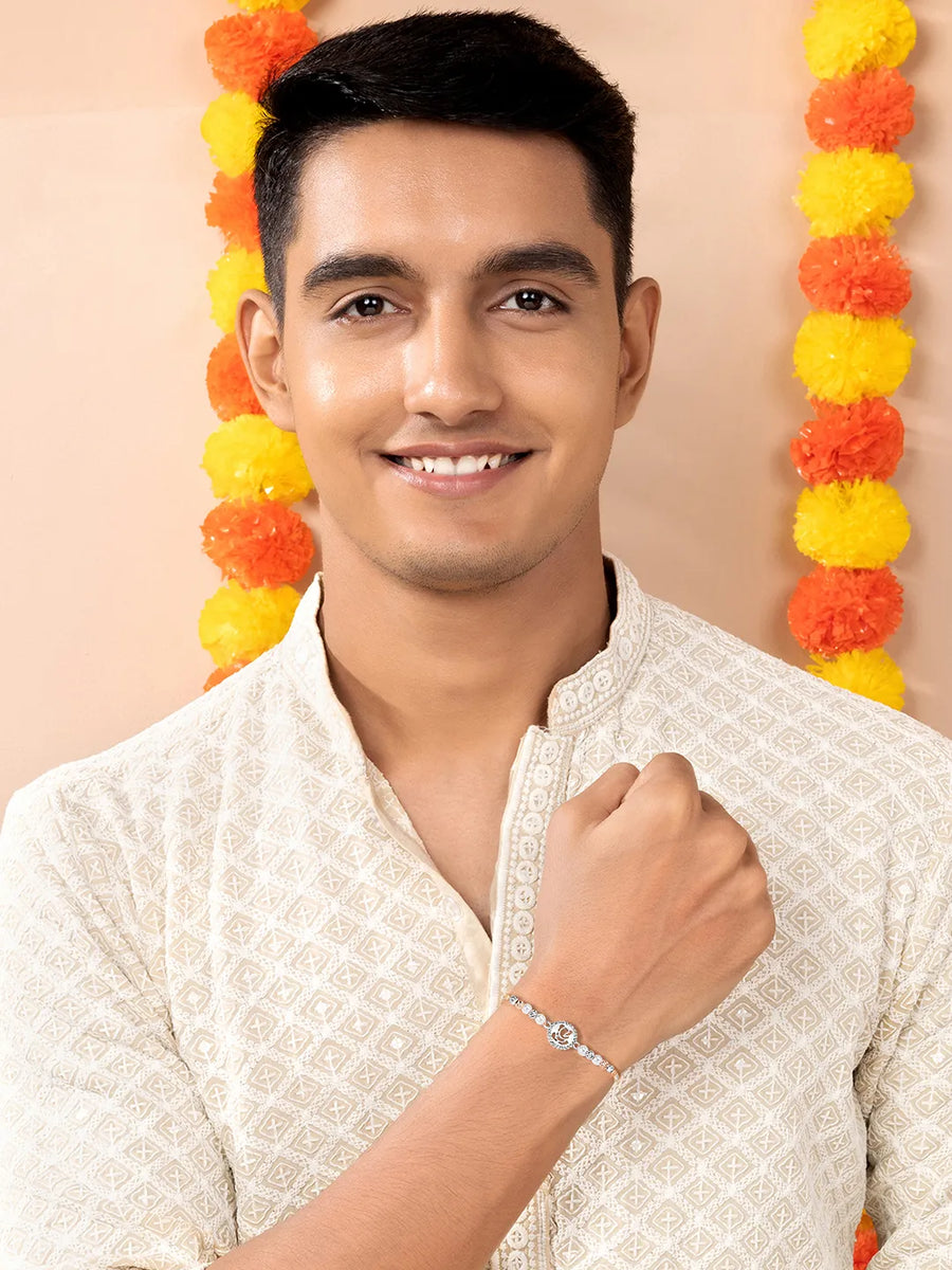 Coin Style Sterling Ganesh Rakhi