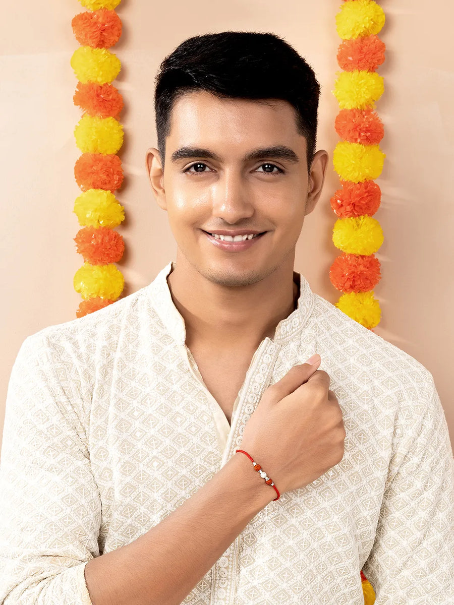 Silver Tied Rudraksh Rakhi Thread