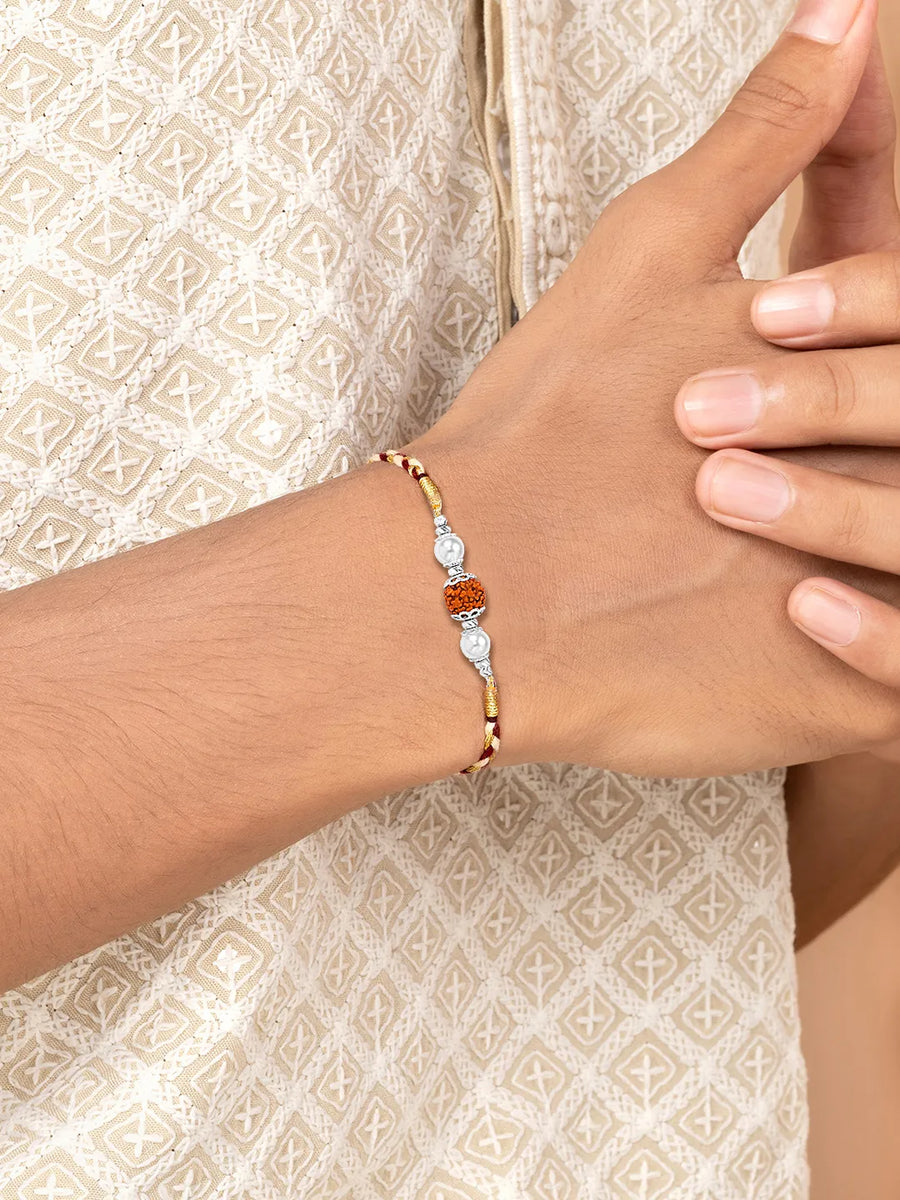Rudraksh Thread with Silver Grace Rakhi