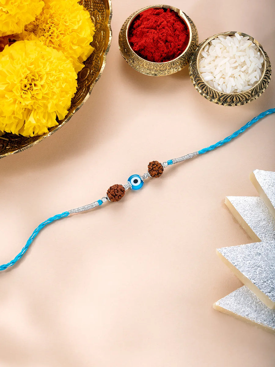 Silver Evil Eye Rudraksh Rakhi