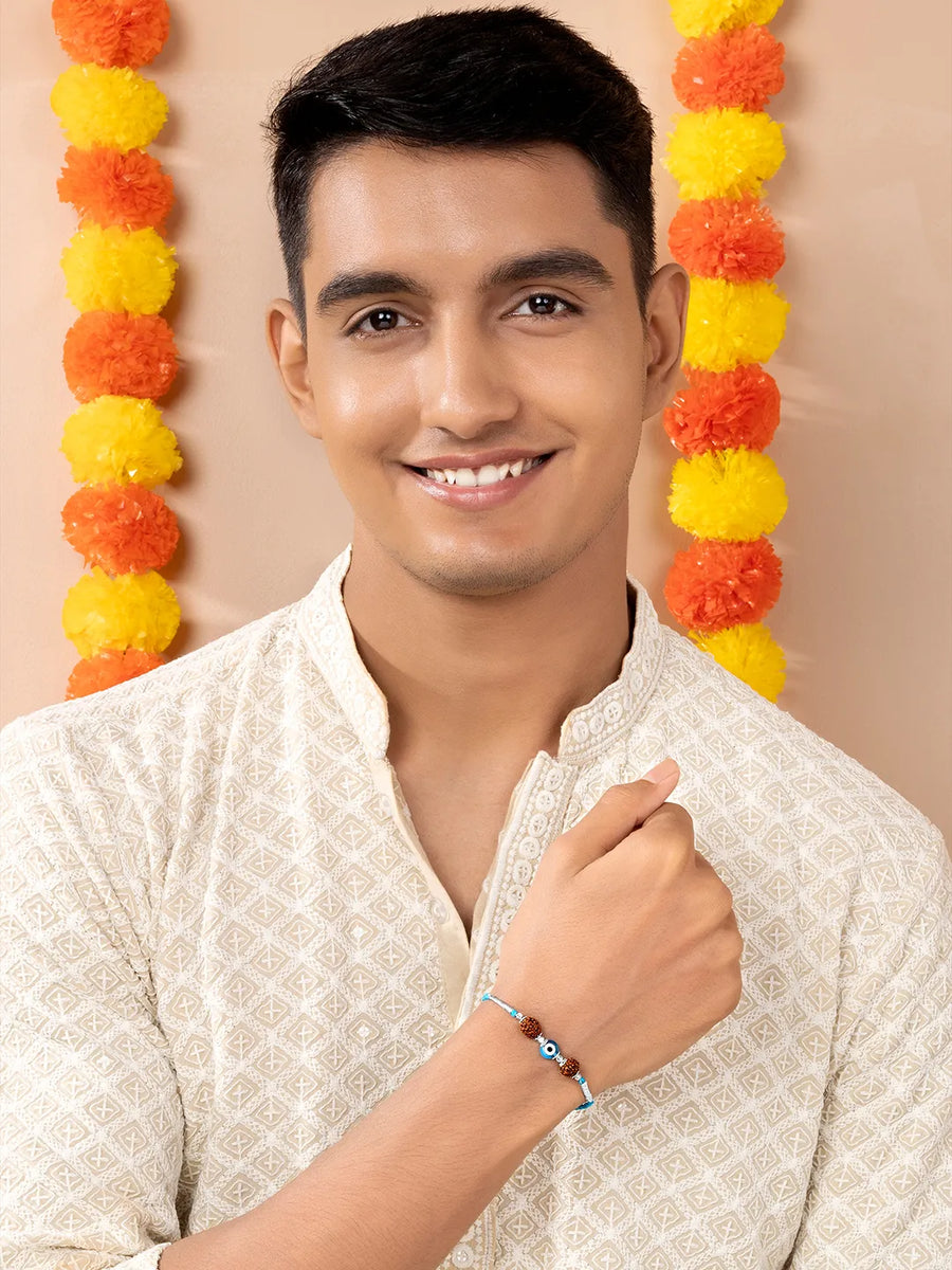 Silver Evil Eye Rudraksh Rakhi