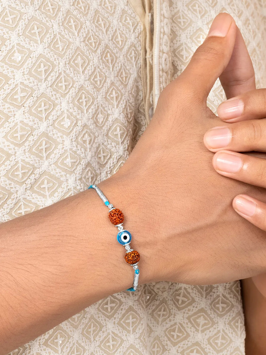 Silver Evil Eye Rudraksh Rakhi