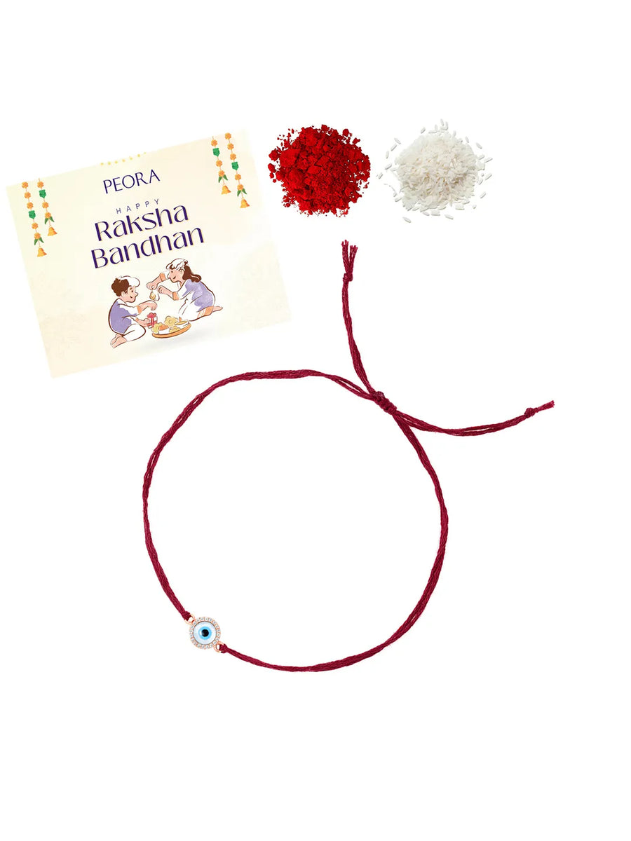 Protective Evil Eye & CZ Silver Rakhi