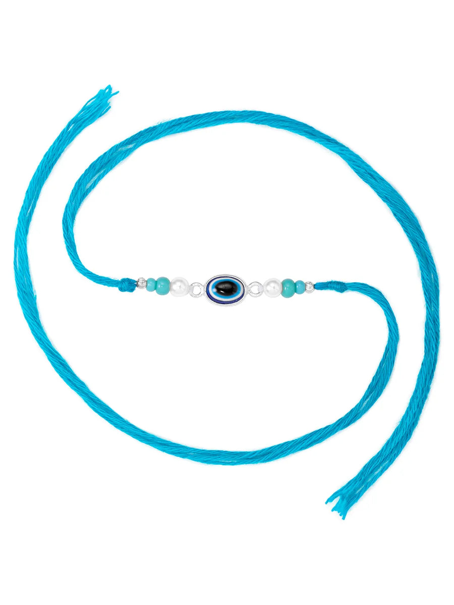 Minimalist Evil Eye Silver Thread