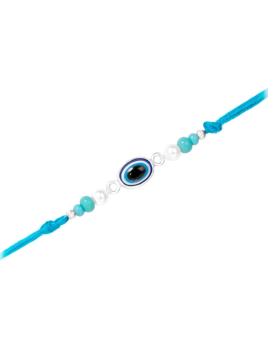 Minimalist Evil Eye Silver Thread