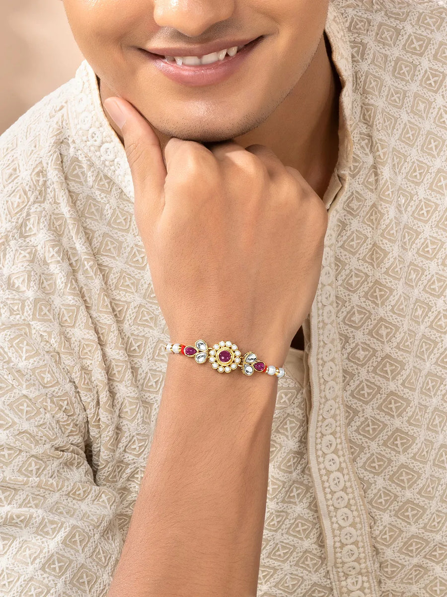 Peora Kundan Pearl Rakhi for Raksha Bandhan