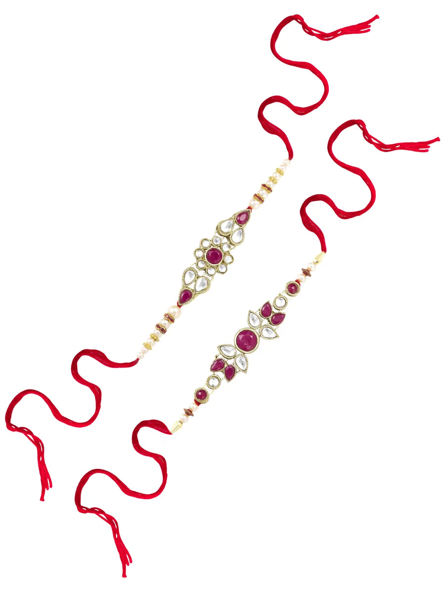 Peora Kundan Pearl Rakhi for Raksha Bandhan