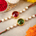 Peora Crystal & Pearl Link Thread Rakhi
