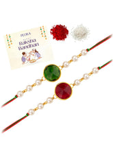 Peora Crystal & Pearl Link Thread Rakhi